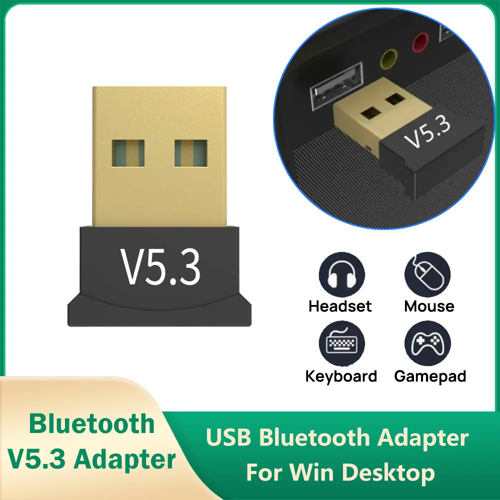 

USB Bluetooth V5.3/5.1/5.0 V5.4 Adapter USB Bluetooth Transmitter Receiver Dongle for Window OS Computer PC Laptop