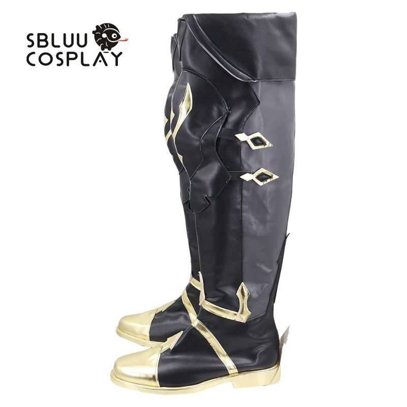 

Обувь для косплея SBluuCosplay Genshin Impact Varka, черные с золотом, на заказ, для вечеринки на Хэллоуин