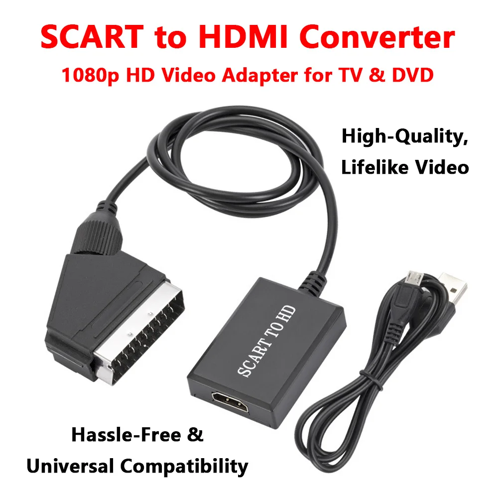 

Plug & Play SCART to HDMI Converter | 1080P HDTV Adapter for DVD Players