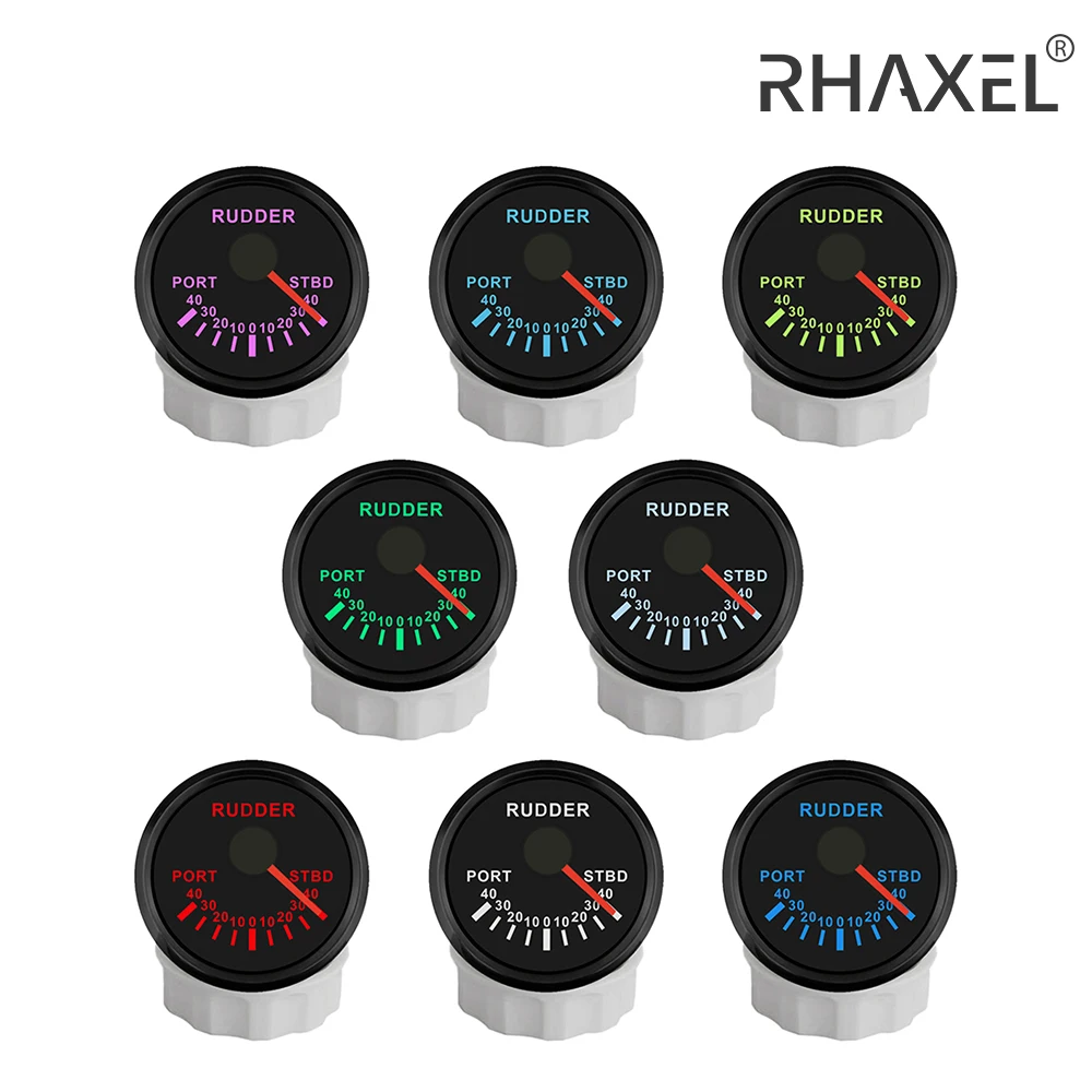 

RHAXEL водонепроницаемый индикатор угла поворота руля 52 мм (2 дюйма) сигнал 0-190 Ом для морских парусных яхт с 7 цветами подсветки 12 В 24 В