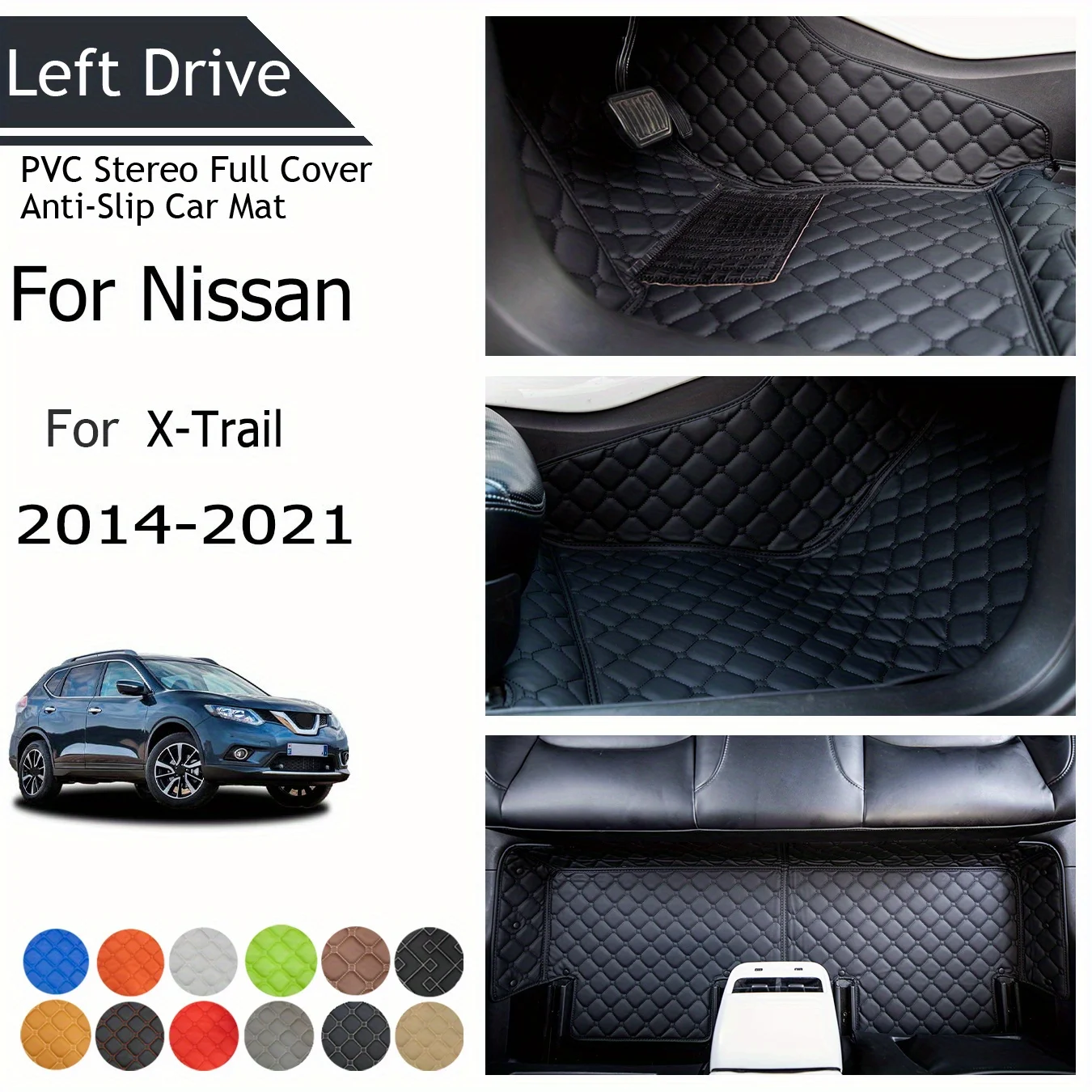 

TEGART 【LHD】For Nissan For X-Trail 2014-2021 Three Layer PVC Stereo Full Cover Anti-Slip Car Mat Car Floor Mats Car Accessories