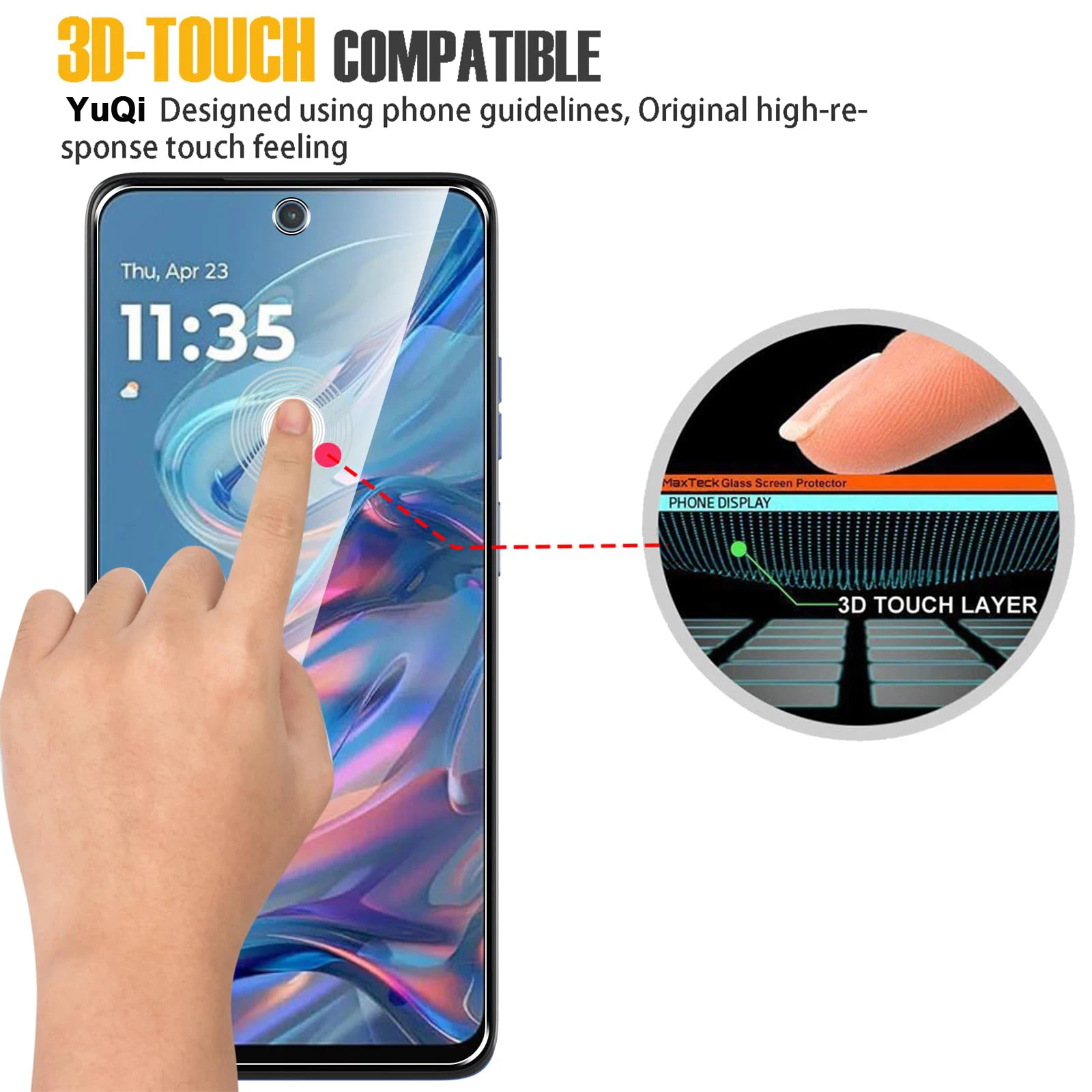 Screen Protector For Moto G75 5G Motorola 6.78 inch, Tempered Glass HD Crystal  mica 9H Anti Scratch Case Friendly High Aluminum