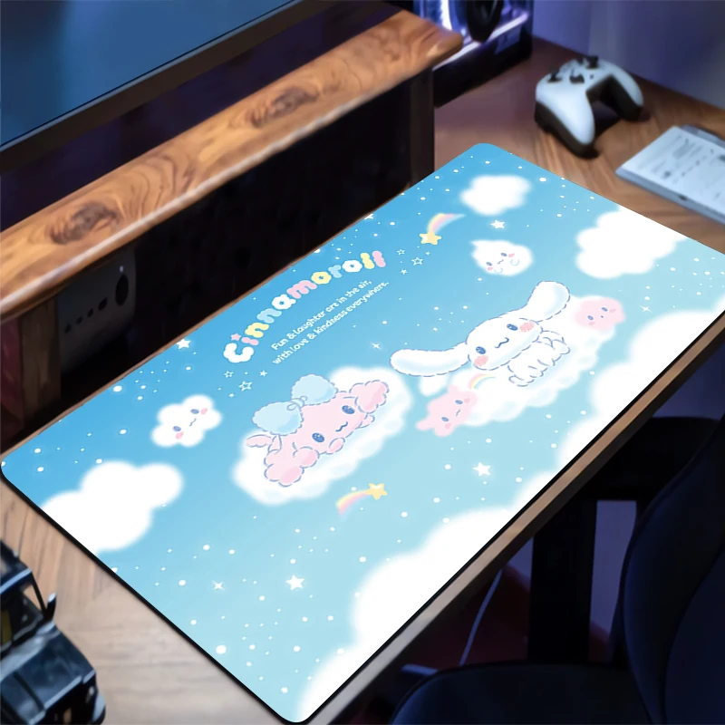 Extra gaming mouse pad cinnamoroll computador gamer xxl mini pc escritório portátil teclado tapete mouse tapete de mesa de borracha antiderrapante