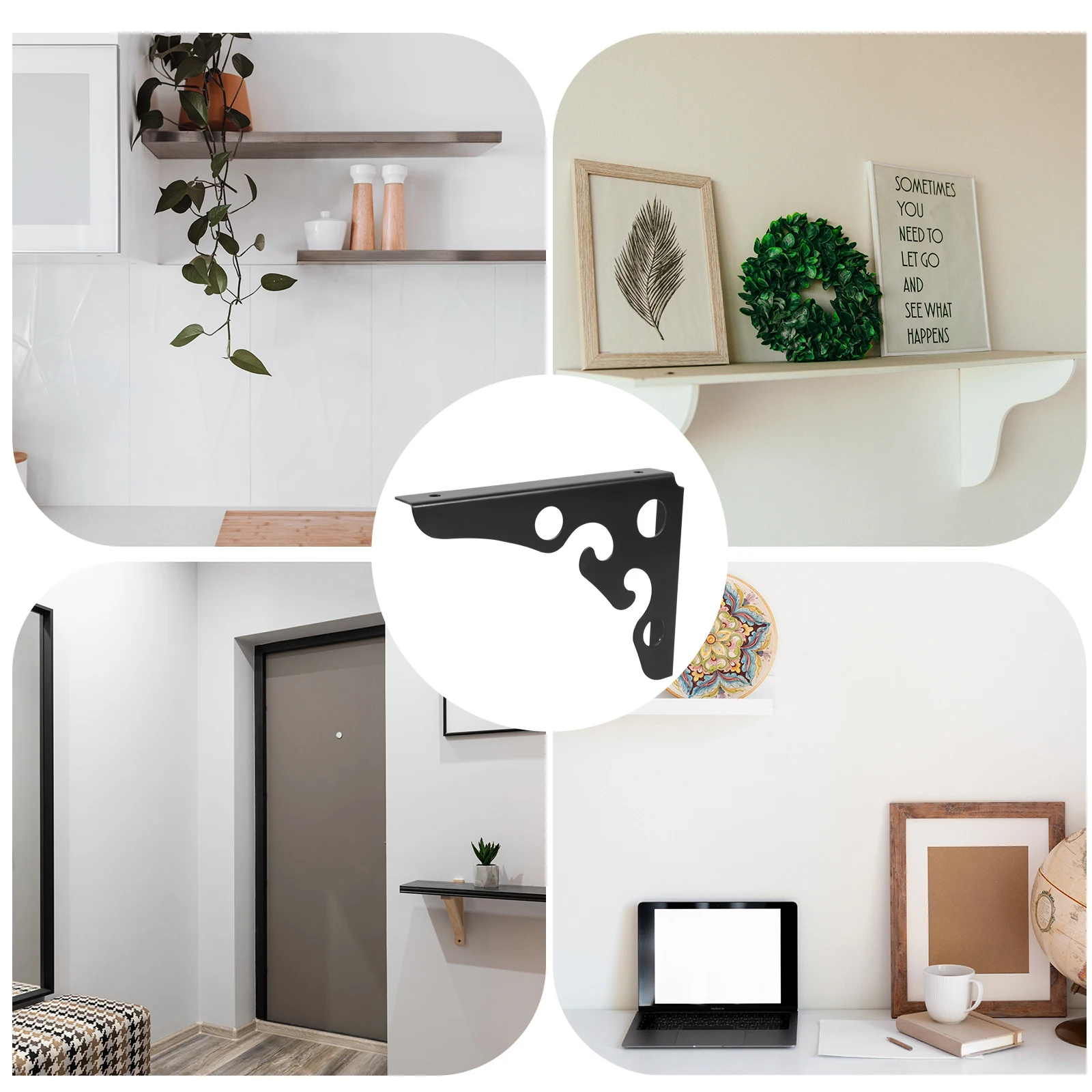 

2Pcs Classic Metal Shelf Brackets Simple Style Strong Load Bearing Capacity for Wall Shelves Bookshelf Exhibition