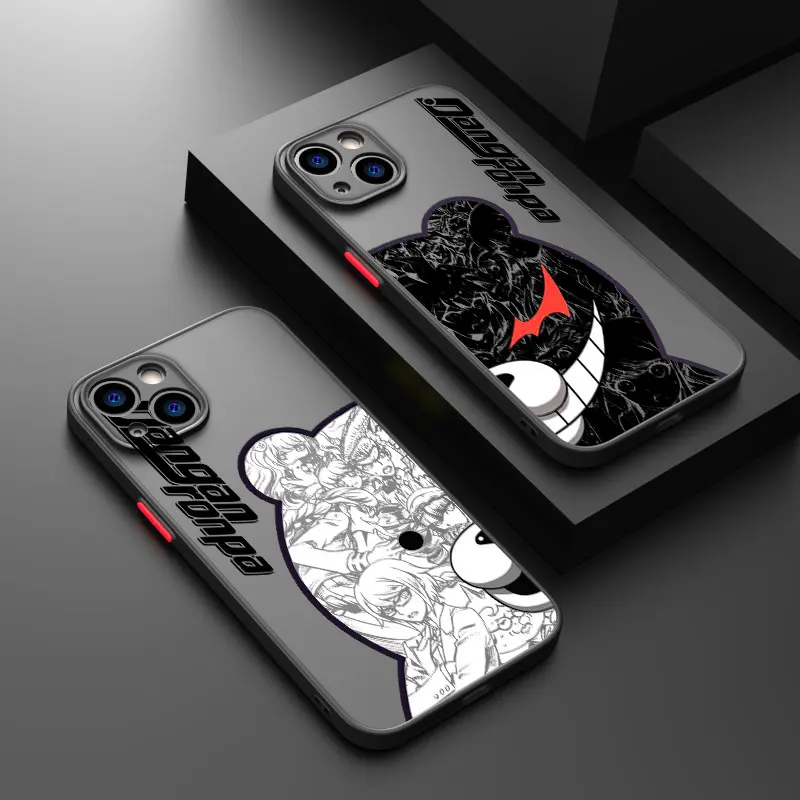 Danganronpa For Apple iPhone 15 14 13 12 11 mini XS XR X 8 7 Pro Max Plus Frosted Translucent Phone Case