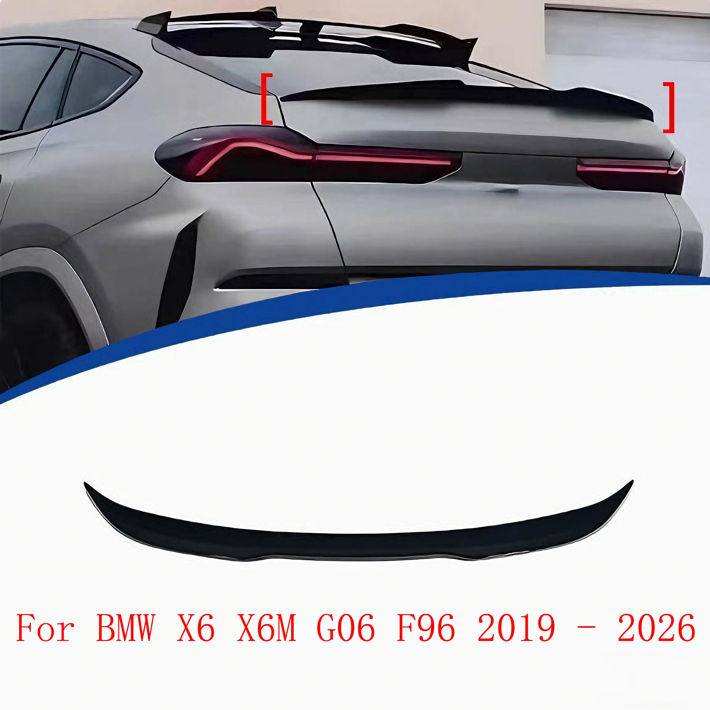 

Для BMW X6 X6M G06 F96 2019-2026: Высококачественный глянцевый черный спойлер на крышу из АБС-пластика