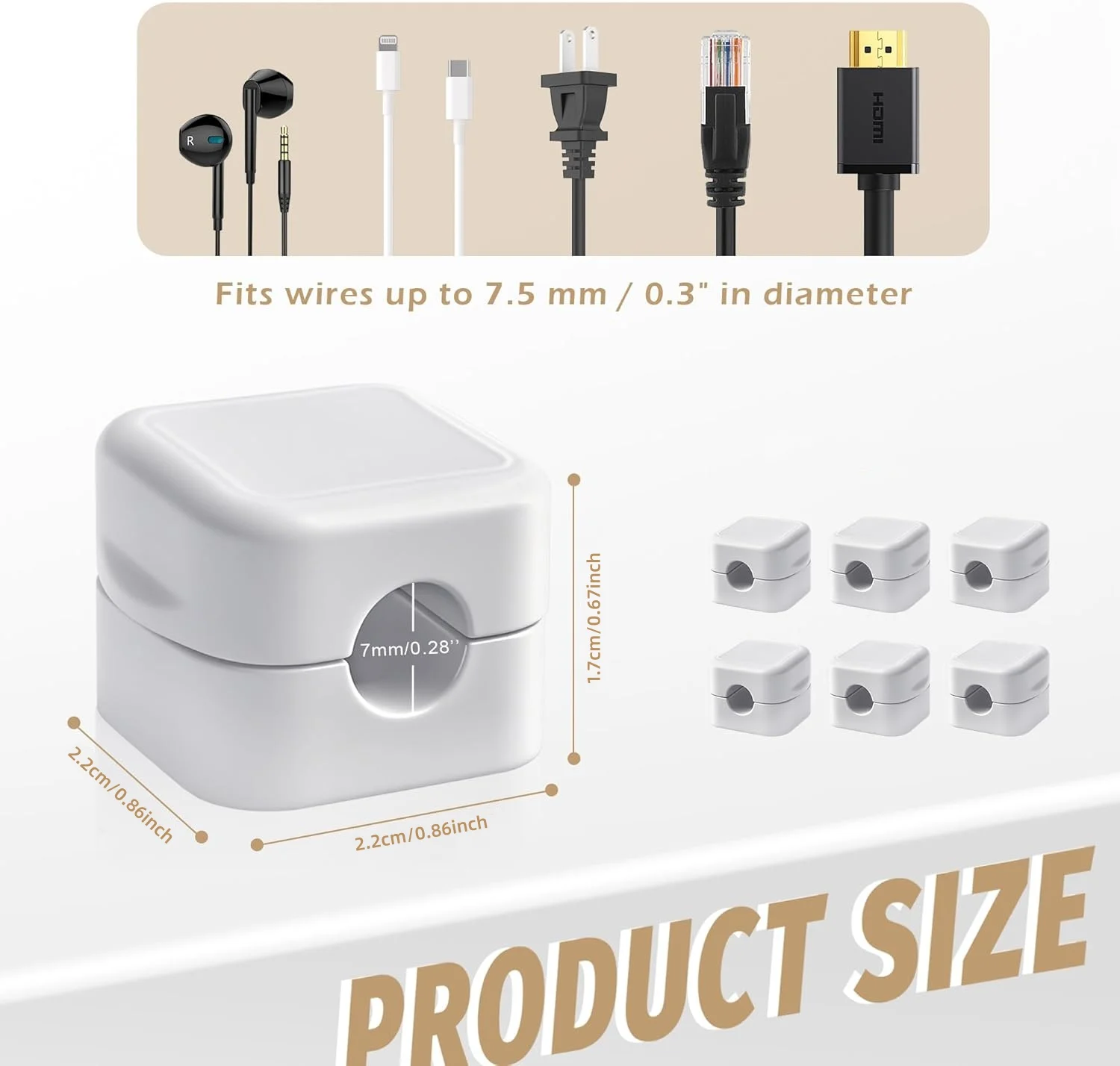 Wire Storage Rack - Magnetic Desktop Cable Clip Management, Suitable for Bedside Tables, Kitchen Appliances, and Office Supplies