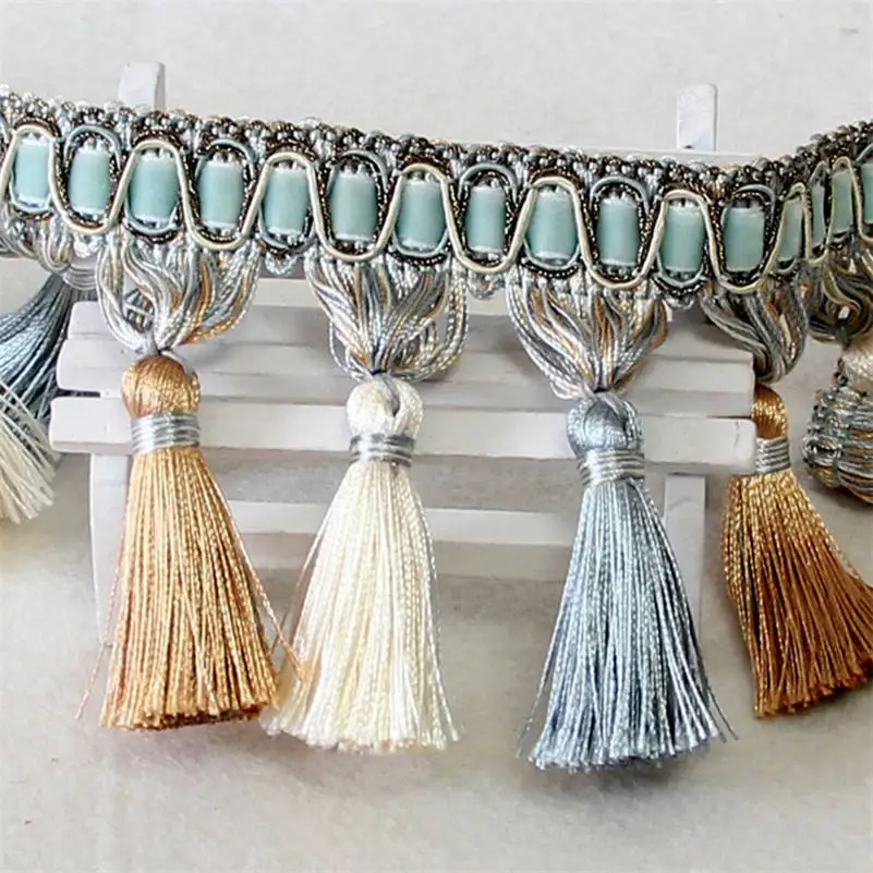 1M/2M/3M Curtain Edging Sewing Trims Tassel Fringe Upholstery DIY Door Cushion Decor Tassel Lace Trim