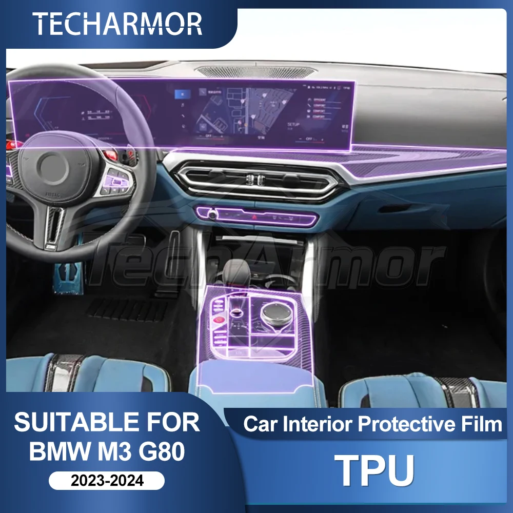 Film de protection anti-rayures en TPU pour l'intérieur de la voiture, pour BMW M3 G80 2023 2024, autocollants transparents anti-déchirure, accessoires de protection automobile
