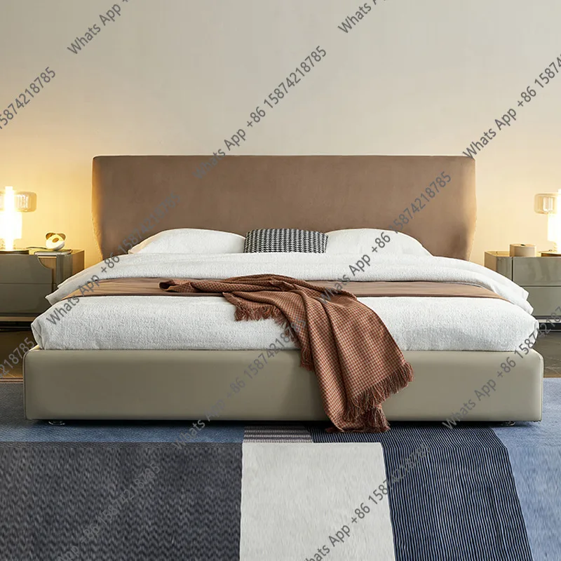 Haute couture series/Italian minimalist high-end matte fabric bed designer villa master bedroom double wedding bed 1.8 meters