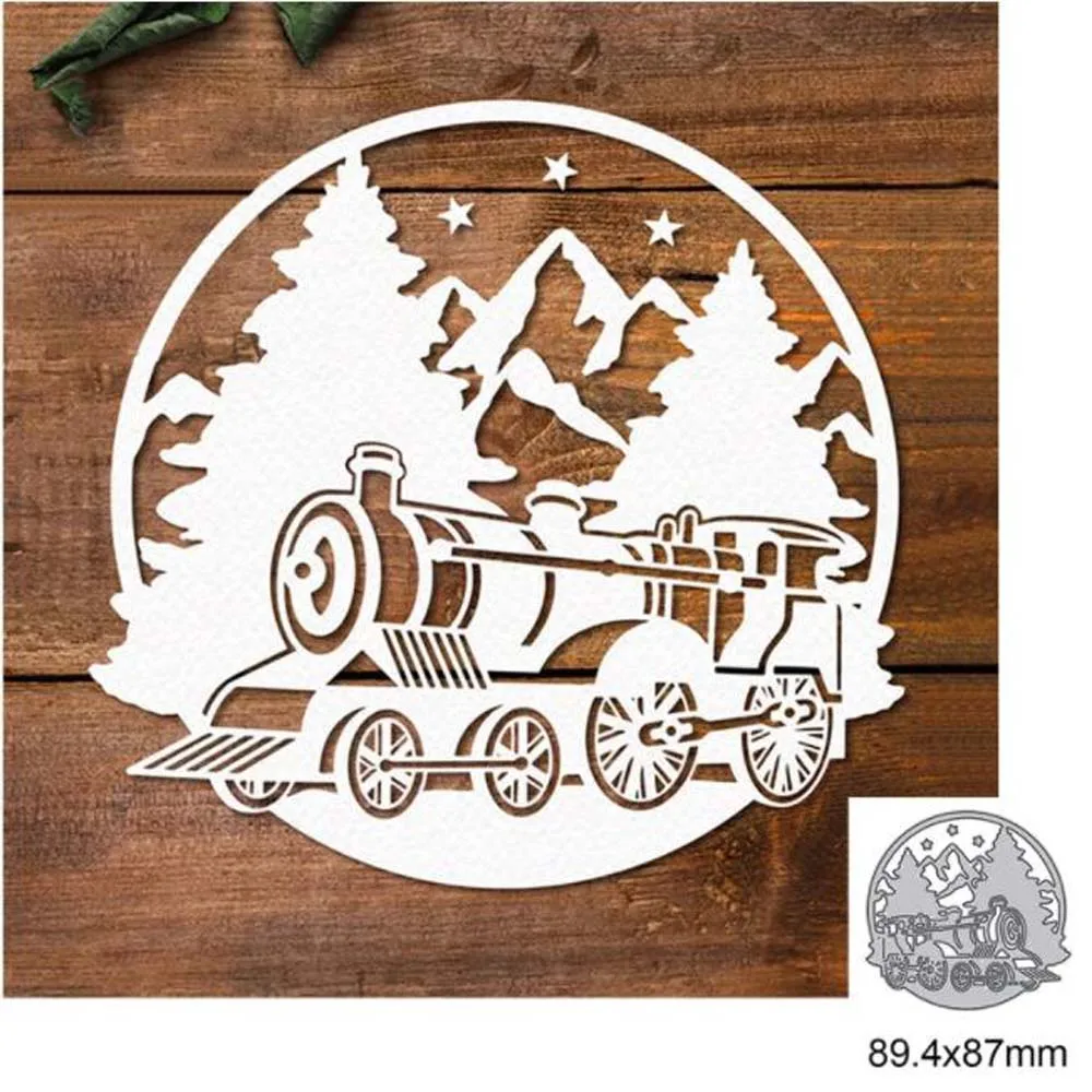 Train Mountain Christmas Tree Metal Cutting Dies DIY Scrapbook Die Paper Card Embossed Decorative Craft Cut