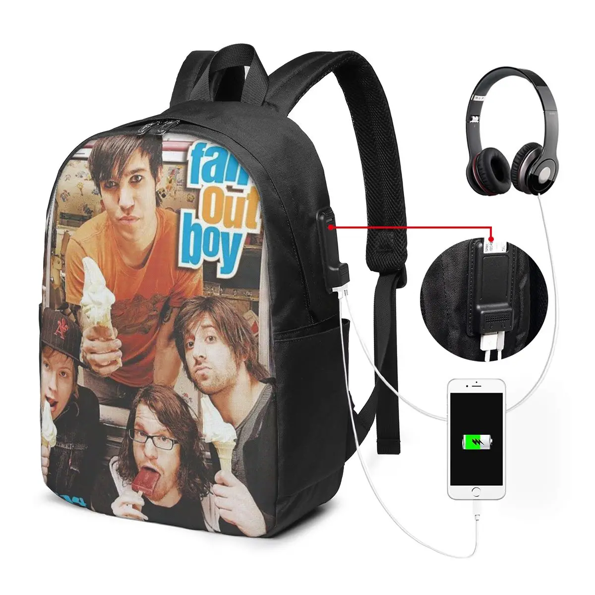 Fall Out Boy Backpack Travel Notebook Bag Computer College Student School Bag Laptop Shoulder Bags for Men Women view 2
