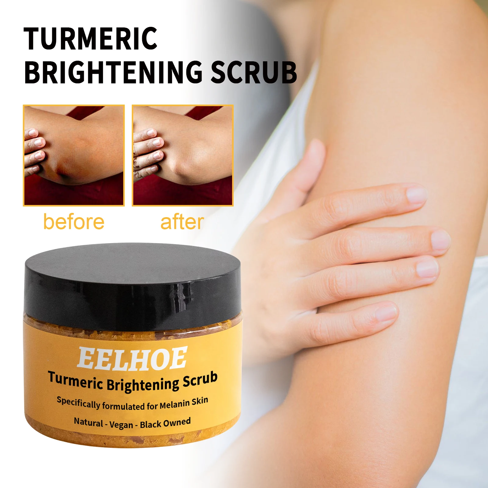 

EELHOE Turmeric Body Scrub Cleansing Skin Corneous Melanin Whitening Moisturizing Skin Scrub