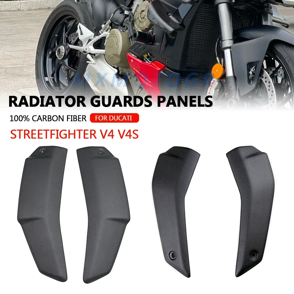 

For DUCATI Streetfighter V4 V4S 2020 2021 2022 2023 100% Carbon Fiber Upper and Lower Radiator Guards Panels Fairings Motorcycle