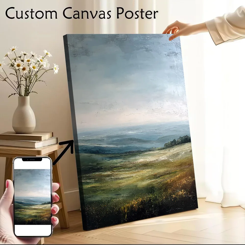 Misty Mountain Landscape Painting Canvas Wall Art Poster Personalized Photo Printing Perfect Gift for Home and Decoration Room