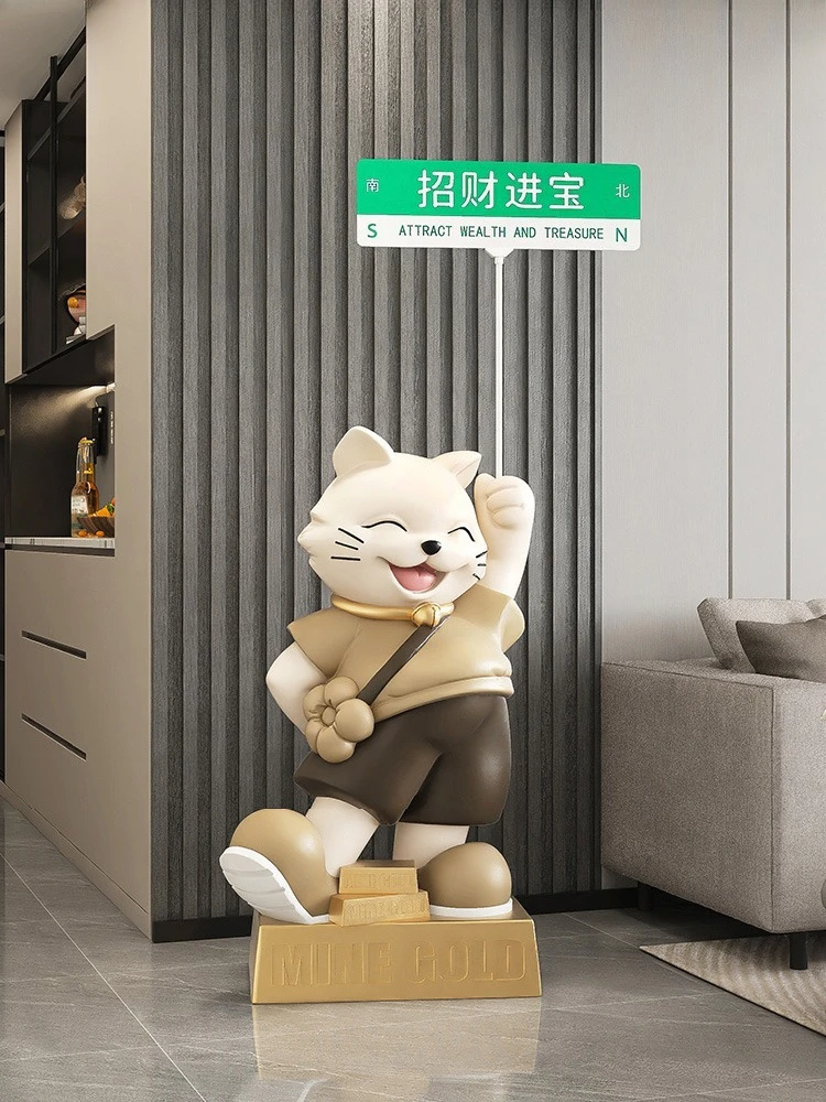 Home Decor Creative 130CM Lucky Cat Statue Living Room Floor Decor Shopping Mall Store Showroom Sculpture Ornament Opening Gifts
