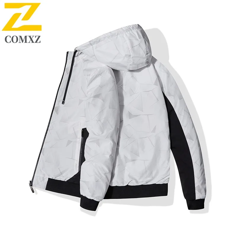 COMXZ 2025 Men Coat Spring Autumn 2023 New Trendy Casual Shirt Knit Cotton Thick Clothes Mens Wear Autumn Two Sides Wear Jacket