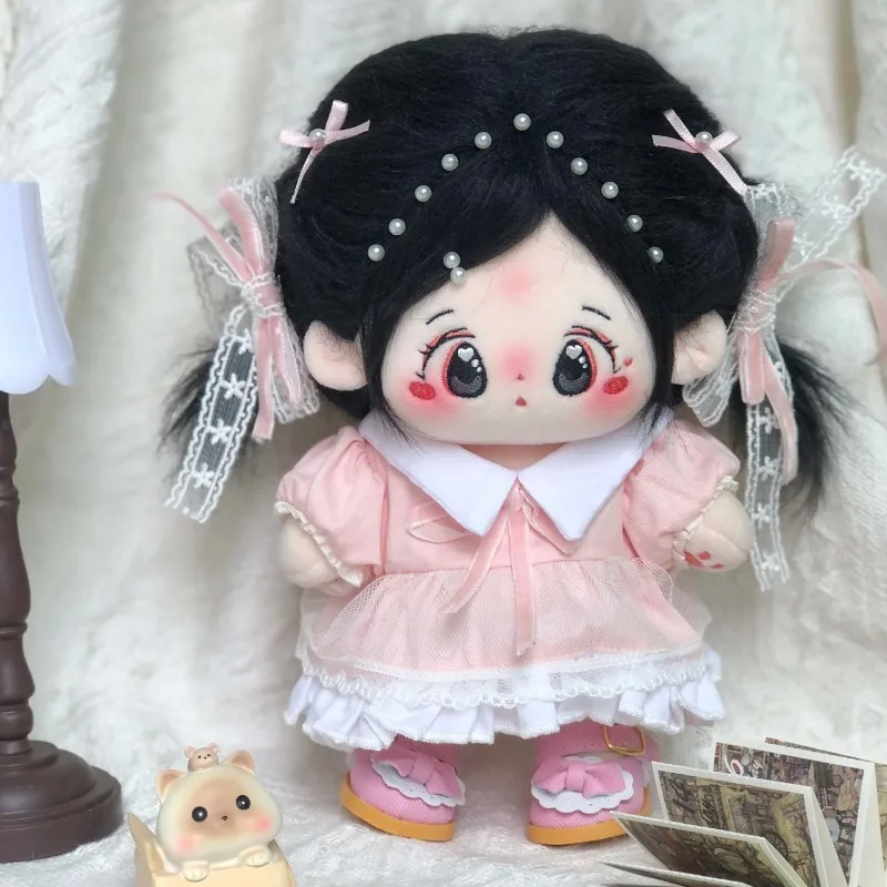 Carino Lolita rosa principessa vestito Bowknot copricapo dolce per 20cm peluche bambola di cotone farcito cambia vestiti Cosplay Kawaii regalo