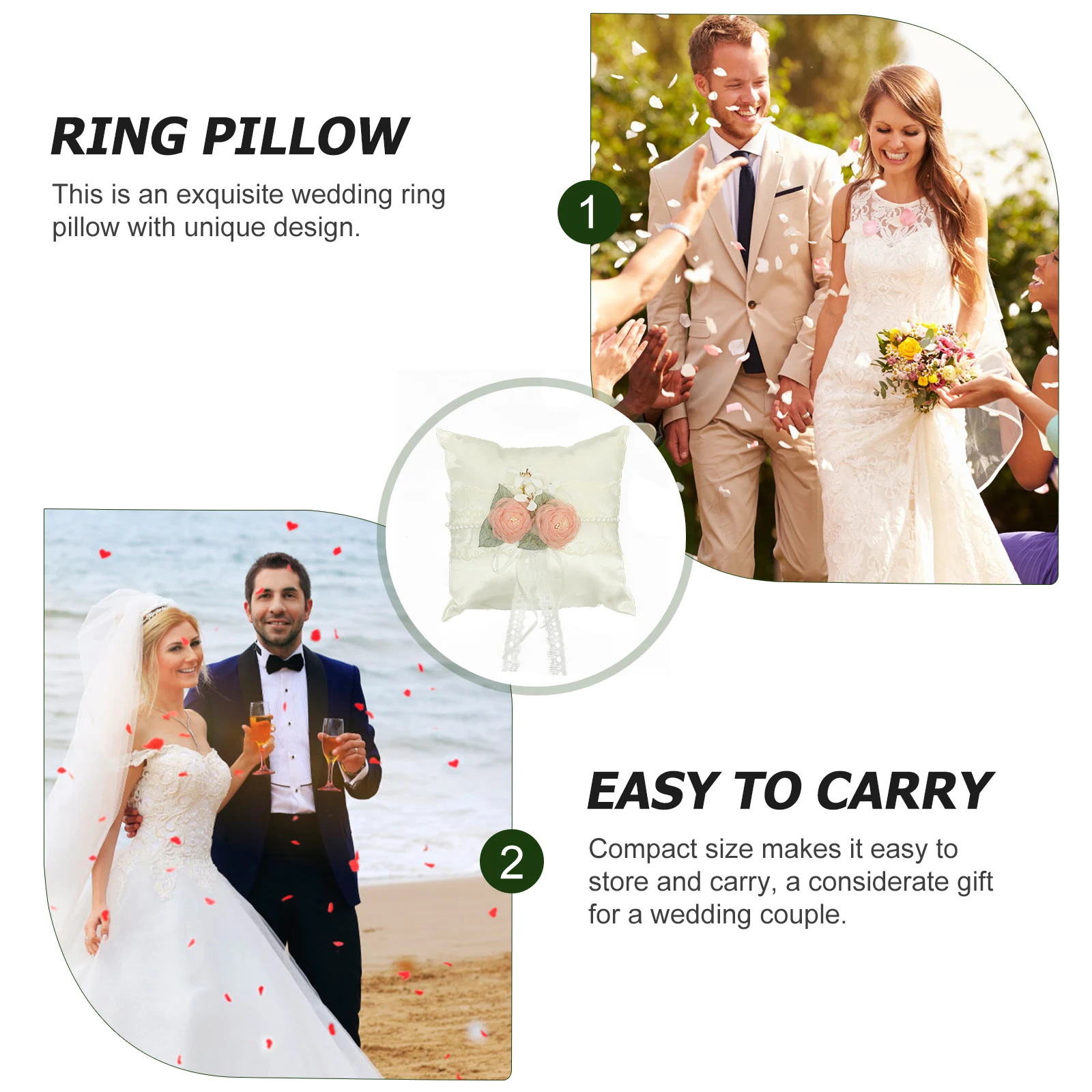 

Flower Pattern Wedding Cushion Soft Cloth Material Reusable Pillow Decorative White Bearer Cushion Party Supplies