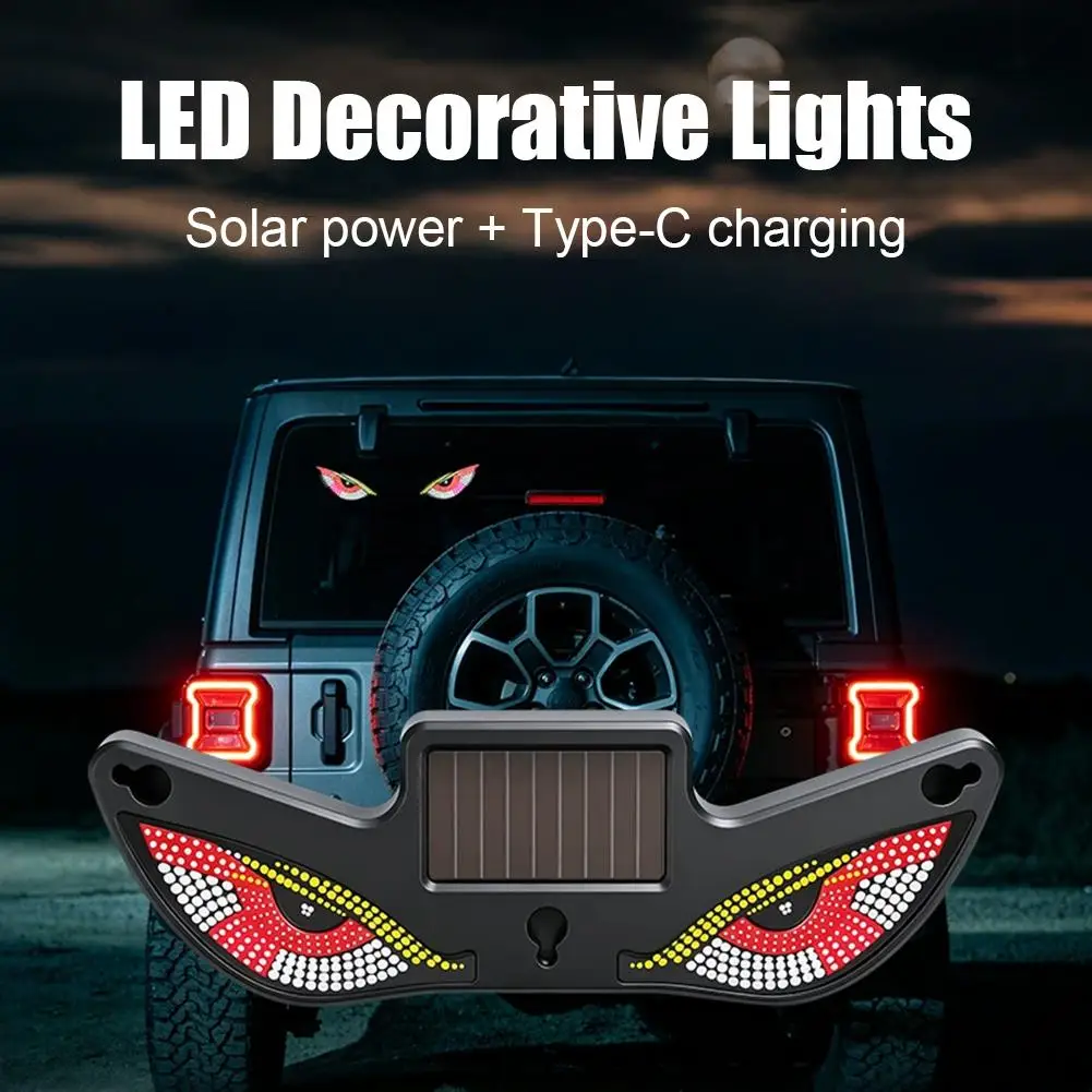 Solar LED Car Decorative Light With Devil Eye Design 360-Degree Illumination IP65 Waterproof Wireless Safety Warning Lamp