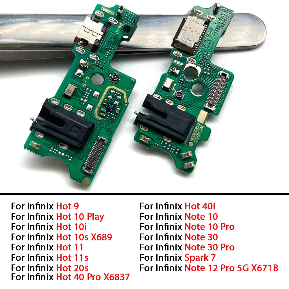 

USB Charging Port Dock Connector Board Flex Cable For Infinix Hot 9 10 Play 11 10S 11S 20S 40 Pro Note 10 30 12 Pro Spark 7 Flex