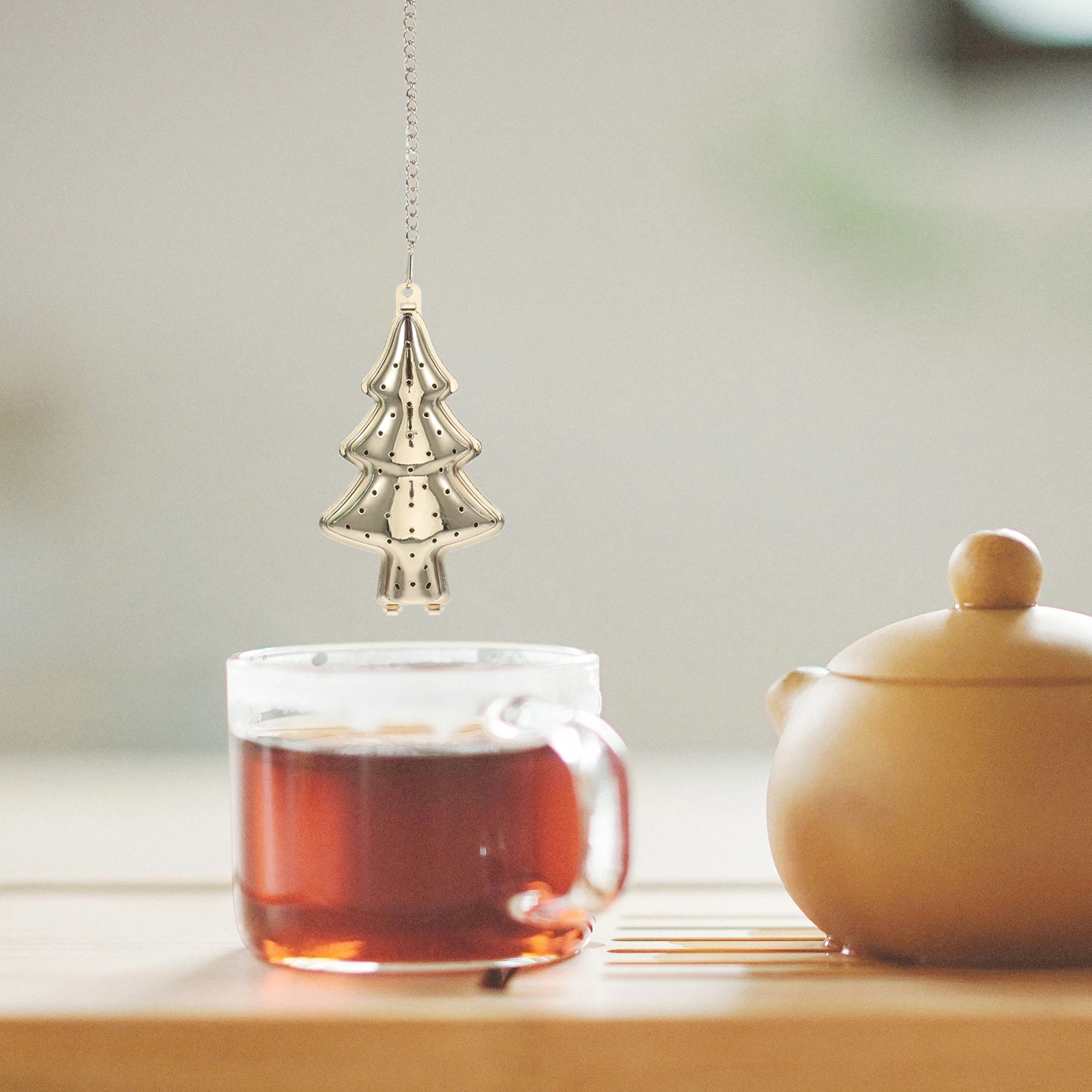 

6pcs Stainless Steel Tea Strainer Christmas Tree Design Fine Mesh Filter For Tea Home Kitchen Use