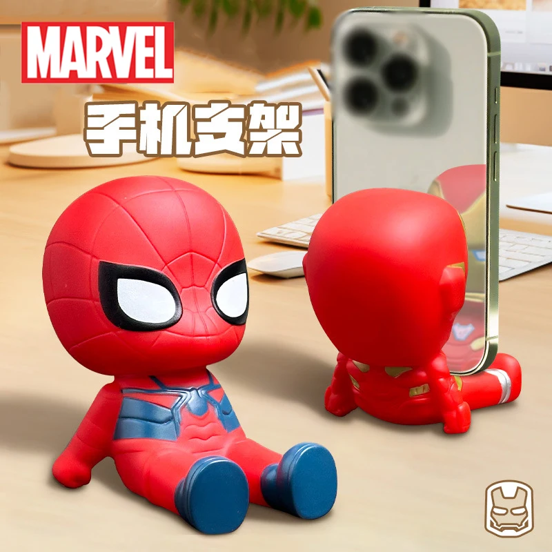 

Marvel Phone Holder Tablet Stand Shaking Head Doll Ornament Avengers Superheroes Spider Man Cartoon Home Desktop Decoration Gift