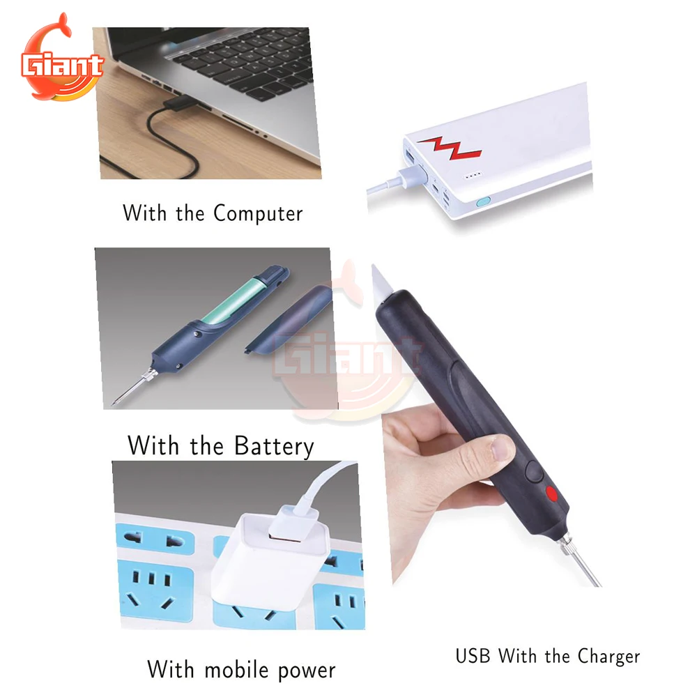 Mini USB Electric Soldering Iron Wireless Solder Iron Machine Portable Rechargeable Soldering Iron Heating Repair Welding Tools