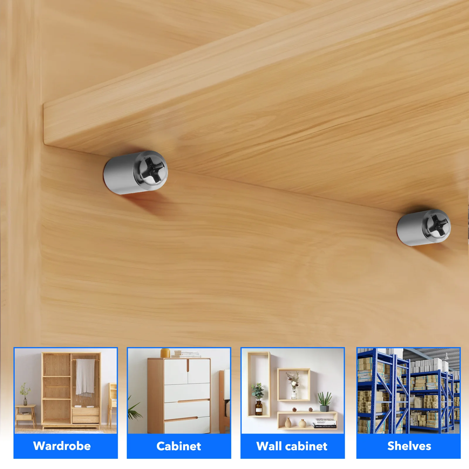 

120Pcs Iron Screw in Shelf Support Pegs Strong Stability Easy Install Universal Use for Cabinets Bookshelves Wardrobes