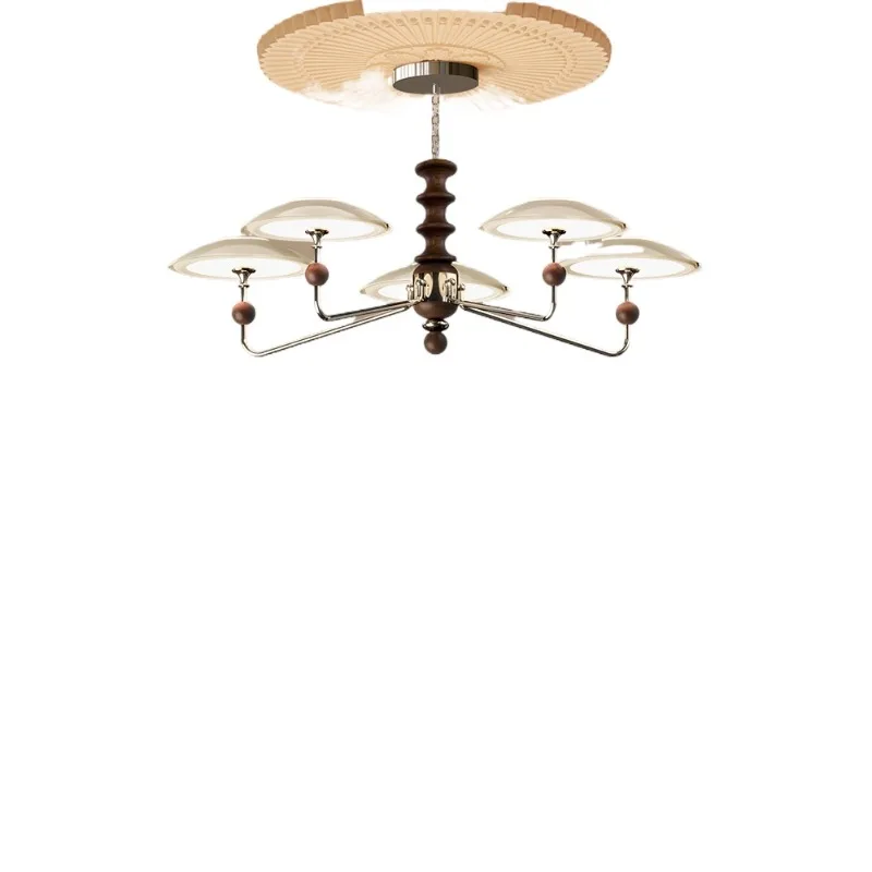 

Medieval living room chandelier retro new hall main light whole house high-end solid wood French cream wind lamp