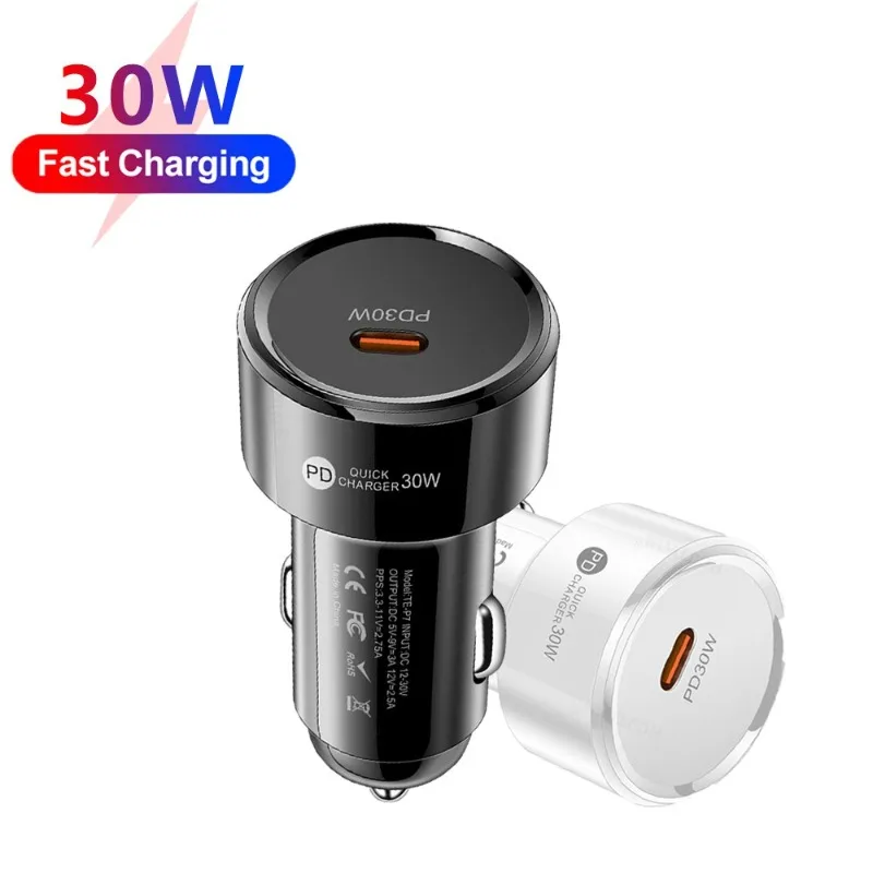

PD 30W1/2Port USB car charger QC 3.0 car phone charger for iPhone Samsung Xiaomi fast charging cigarette lighter adapter