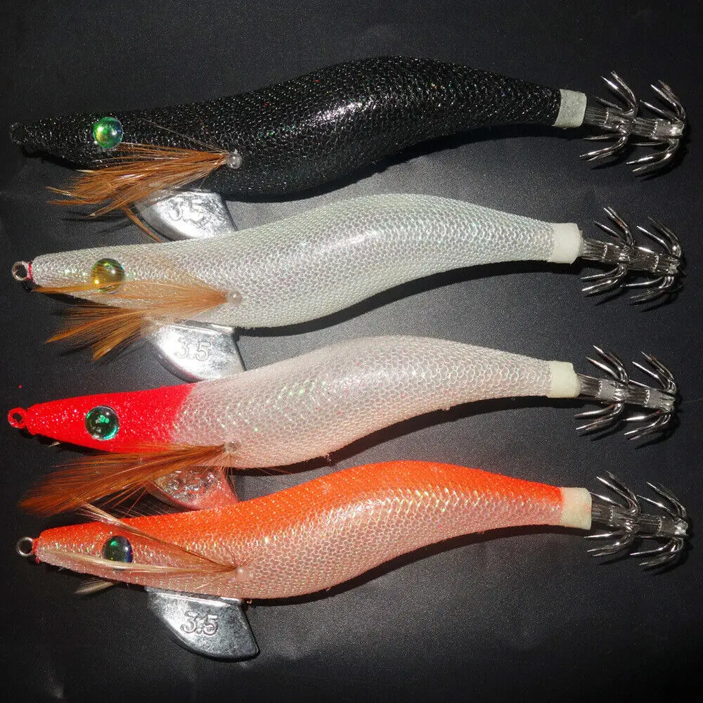 4X 3.5 YAMASHITA SQUID JIGS - Glow in Dark Rattle Squid Jig