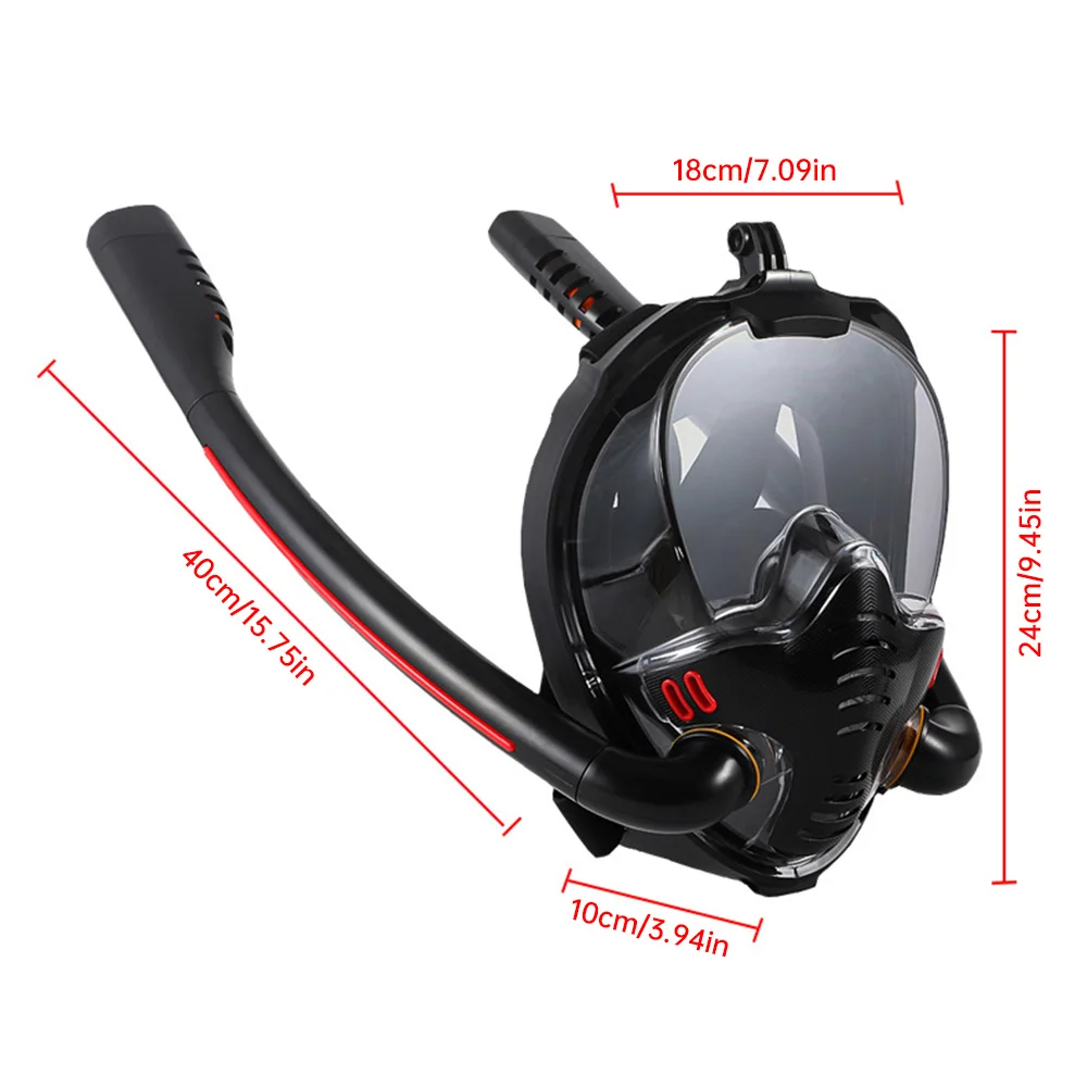 Snorkeling Mask Double Tube Silicone Full Dry Diving Mask Adults Swimming Mask Diving Goggles Underwater Breathing Apparatus