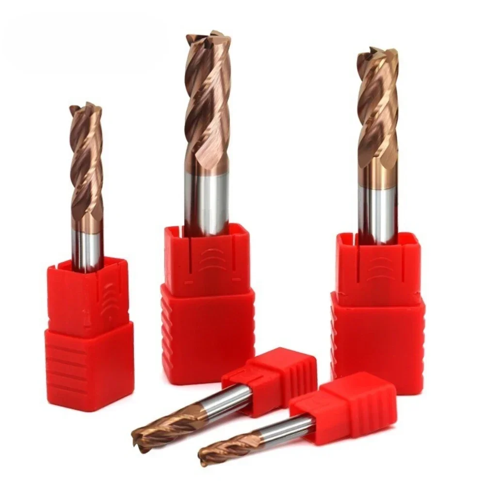 Herramientas de fresado de extremo de redondeo de esquina HRC55 4F duraderas, revestimiento de aleación, carburo de acero de tungsteno, punta redonda para mecanizado mecánico CNC