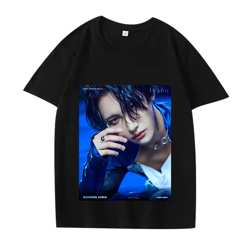 

Ateez Seonghwa k-pop graphic T Shirts men women Oversized 100% Cotton streetwear funny top short sleeve Summer print Unisex tops