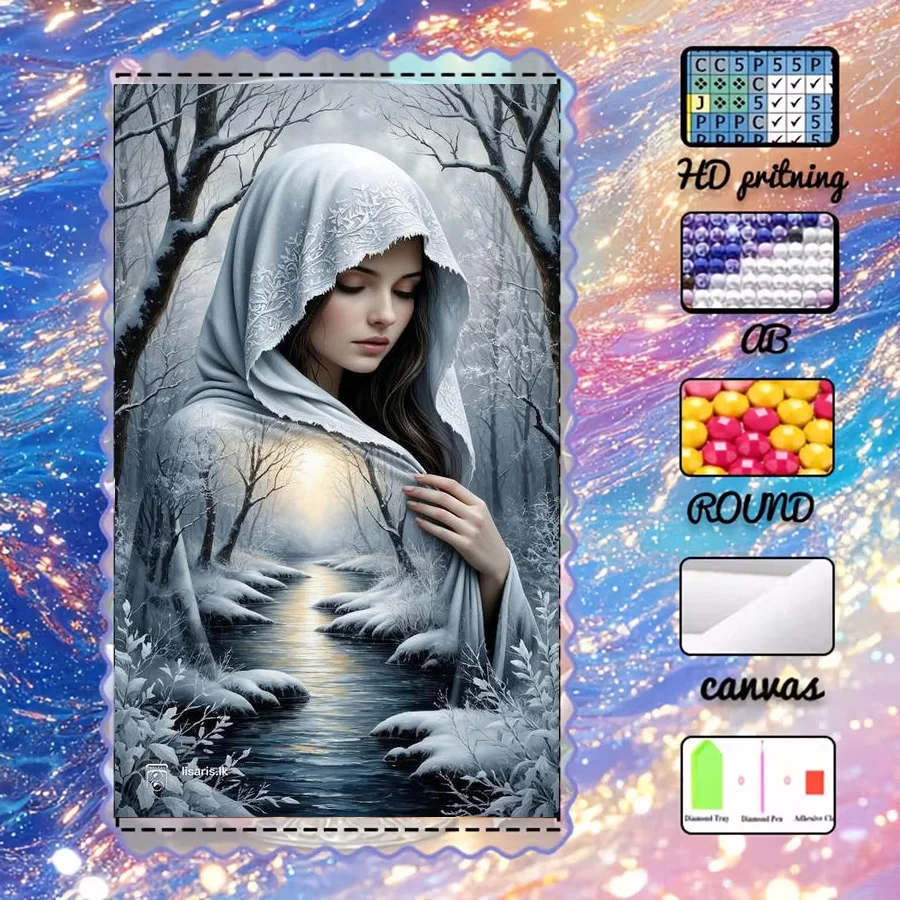 

1 Piece - 5D-DIY - Flocking Cloth - Special Drill Bits - Diamond Painting Set - Winter Forest - Mosaic - Diamond Art