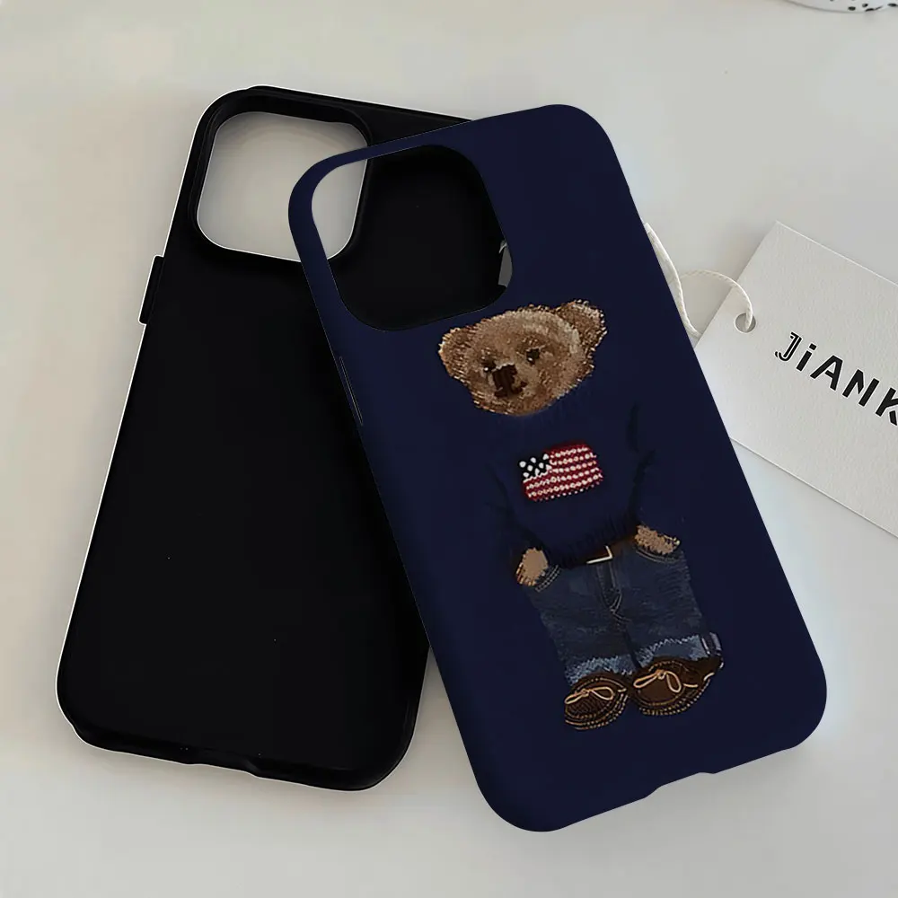 Ralph Lauren Teddy Bear 2-in-1 Phone Case For iPhone 17 16 15 14 13 Pro Max Air 16e INS Flower Hard PC Bumper Cover Coque view 5