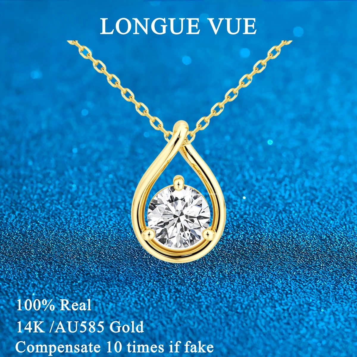 

14K Gold Pendant Necklace Women Jewelry D Color Moissanite Solitaire Choker Wedding Party Jewelry Gift Never Fade