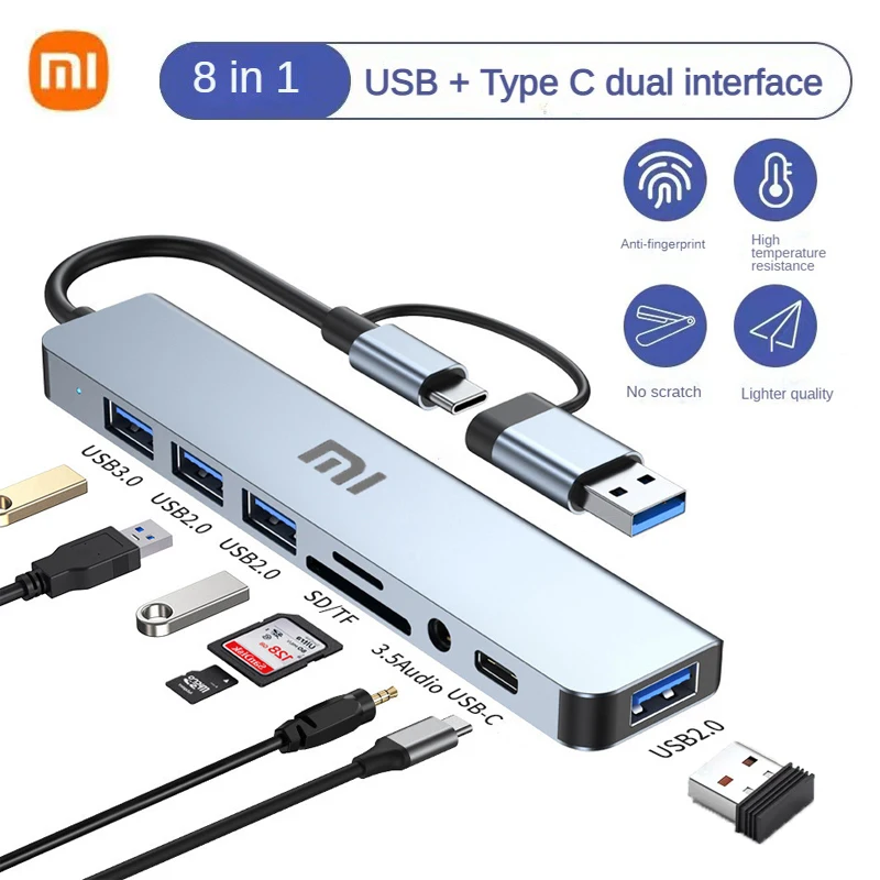 

Xiaomi Docking Station 5Gbps High Speed Transmission 8 in 1 USB Splitter Type C To USB OTG Adapter for Laptop Computer Accessory