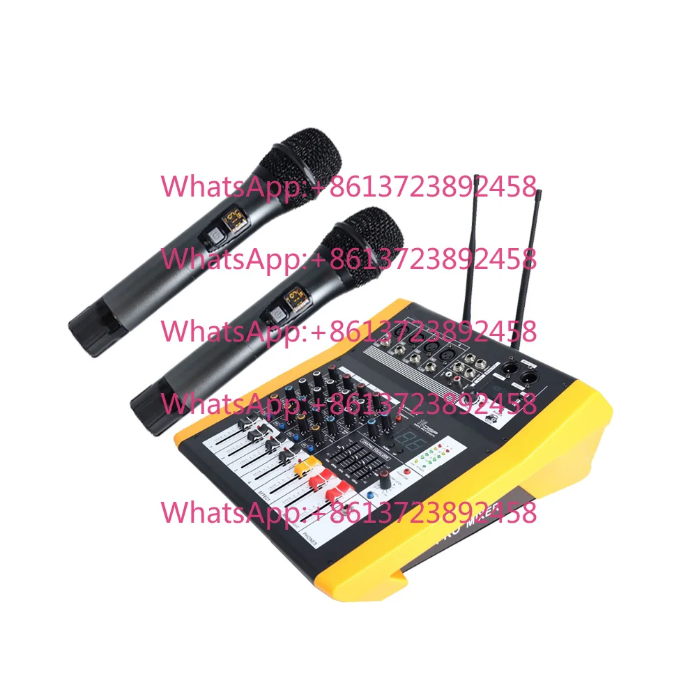 New Design 250W X 2 Built-in MP3 Wireless Microphone Pro Power Mixer With 4 Channels 5-Band EQ Stereo Output For Karaoke