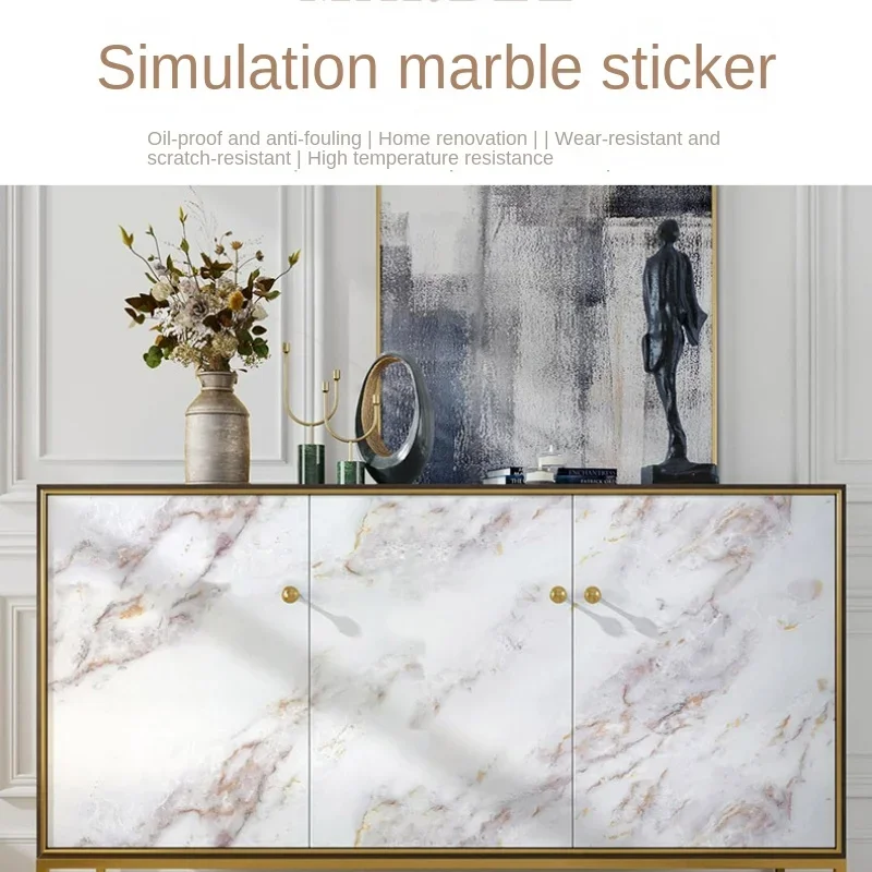 

Imitation marble wallpaper self-adhesive kitchen waterproof, high temperature and oil resistant stickers for wall decoration