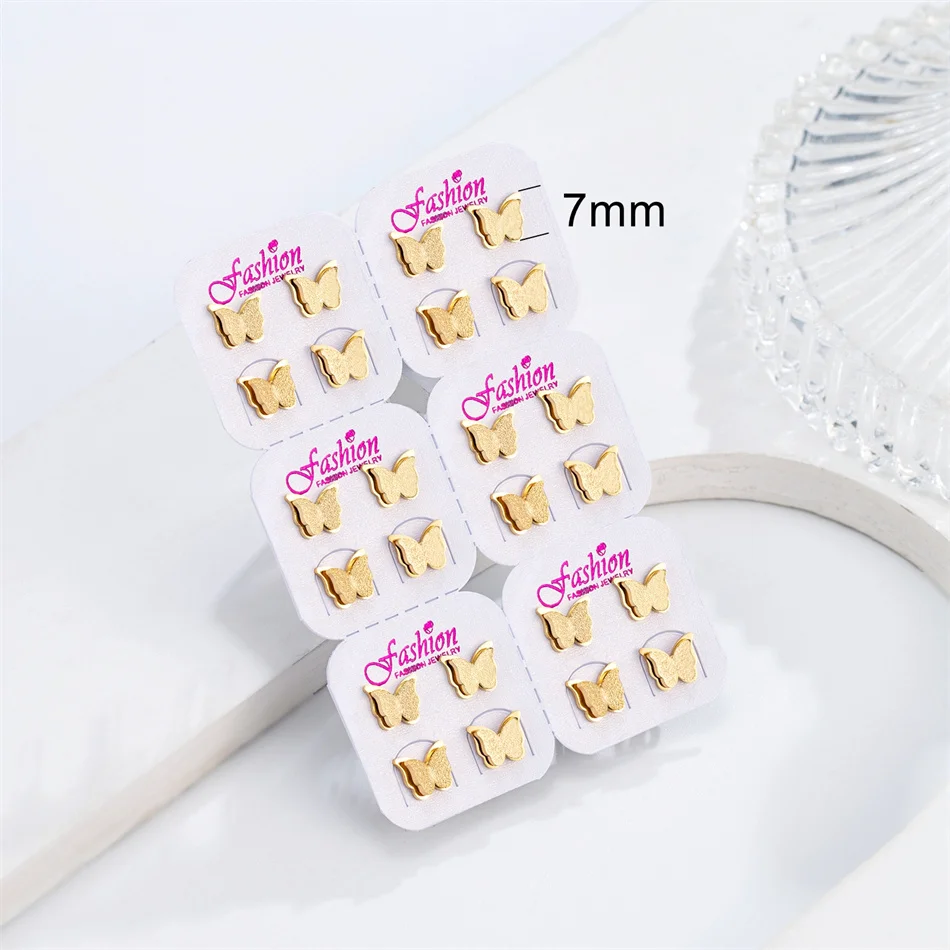 12 زوجًا من الأقراط المصنوعة من الفولاذ المقاوم للصدأ مجموعة العملاء القدامى مكان GHZTYF مهضلة مجوهرات الأزياء بالجملة #5