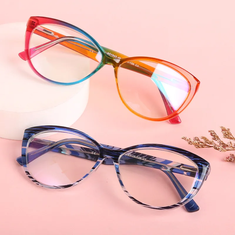 

Rainbow Cat Eye Oil Painting Full Frame Glasses Fashionable New Original Retro Literature Glasses Frame Optical Glasses