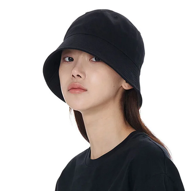 Fashion Girly Overfit Round Bucket Hat Summer Ladies Daily Cotton Fisherman Cap Classic UV Sun Visor Panama Hat Male Travel Bob