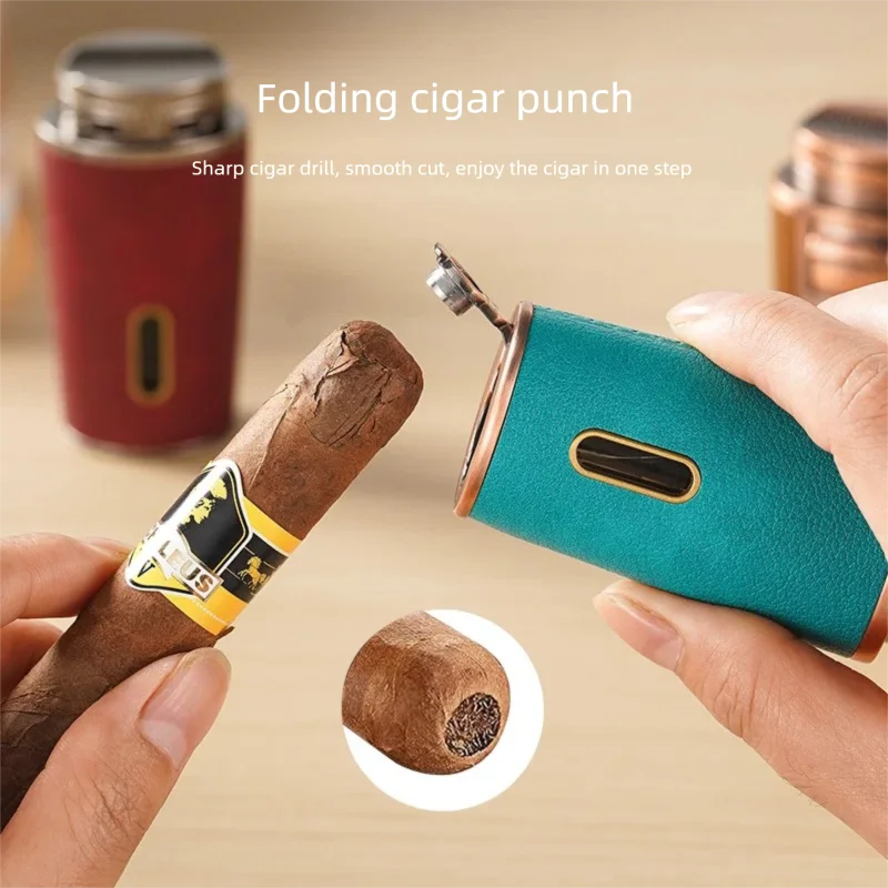Qike Smart Selection Double Direct Charging Inflatable Windproof Lighter Men's Gift Flame Cigar Knife Outdoor Barbecue