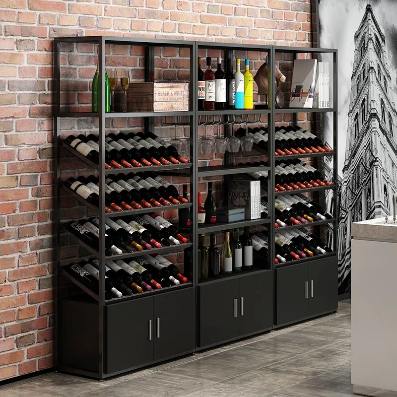 

Curio Cabinet Furniture For Liquor Bottles Multifunctional Kitchen Wooden Wine Stand Cellar Bar Vitrine Showcase Wall Storage