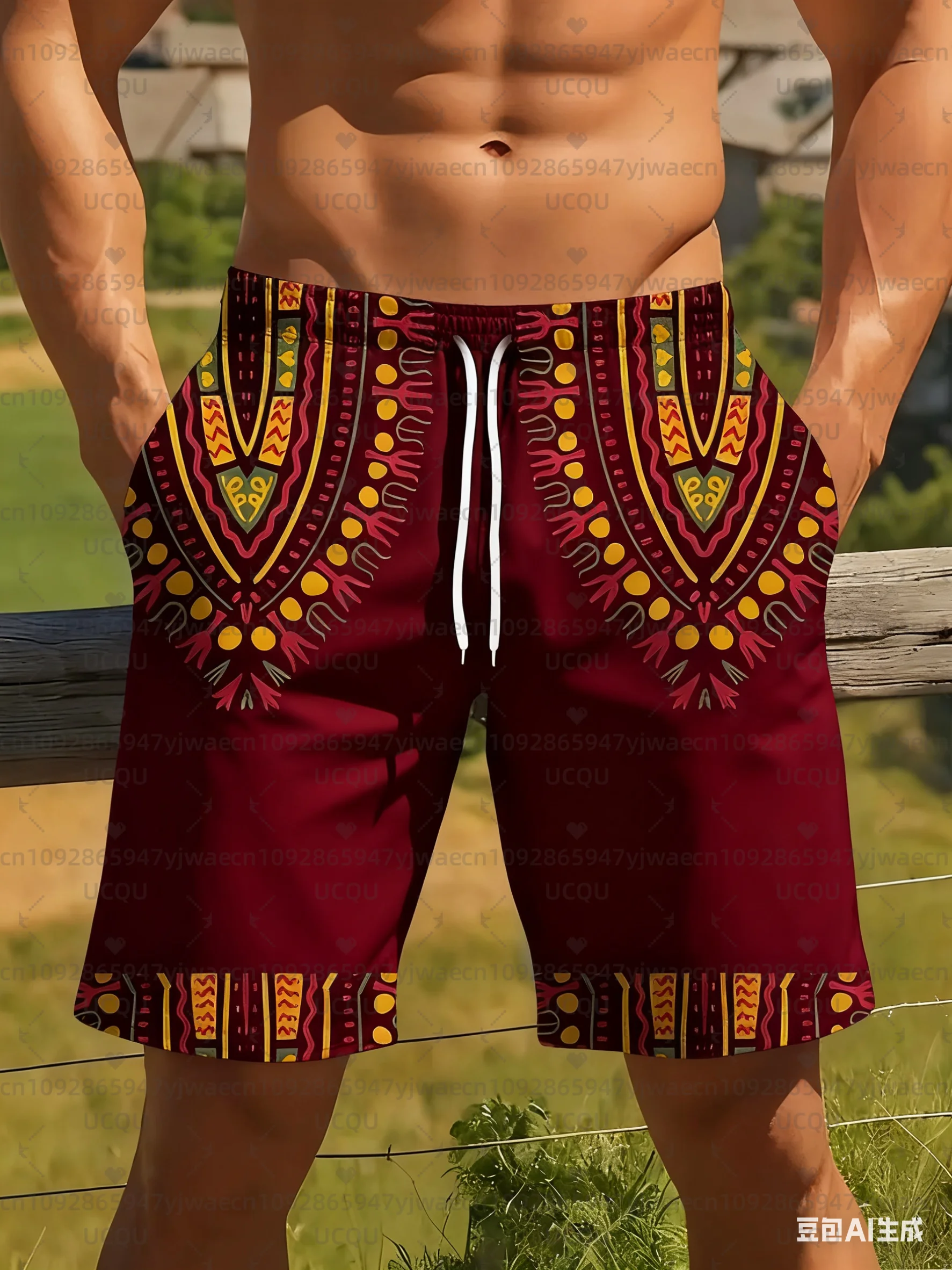 Short hawaïen pour hommes, imprimé flocon de neige et houx, vêtements de plage à séchage rapide, vacances d'été