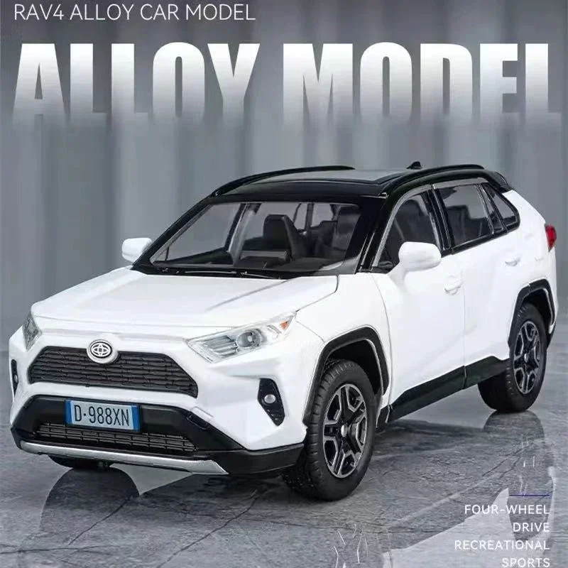 New 1:32 Toyota RAV4 SUV Simulation Alloy Car Model Sound and Light Pull Back - Suitable for Children's Toys and Collections