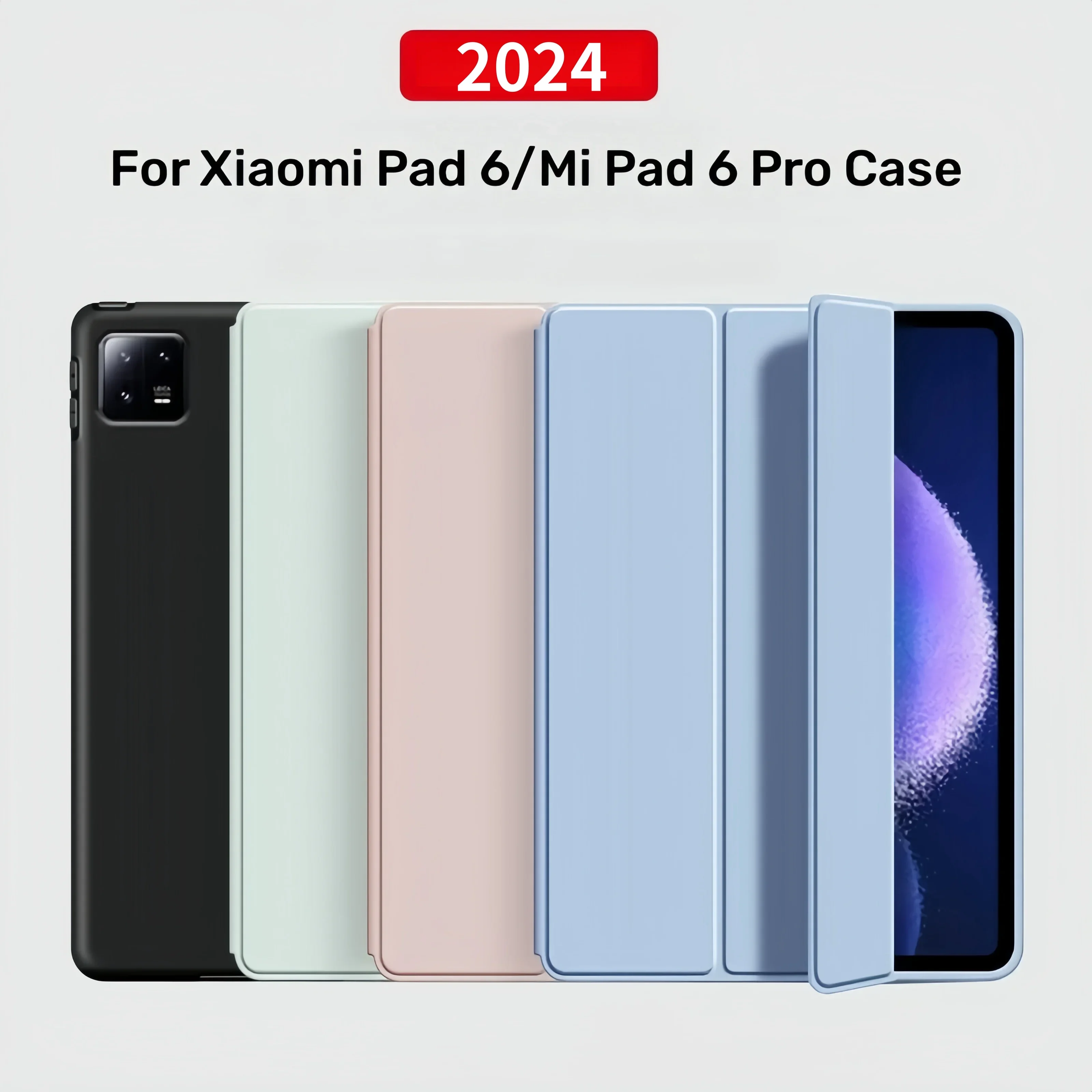 

Smat Case For Xiaomi Pad 6 2024 11 inch PU Leather Tri-folding Magnetic Cover Funda For Xiaomi Mi Pad 6 MiPad 6 Pro 2024 Case