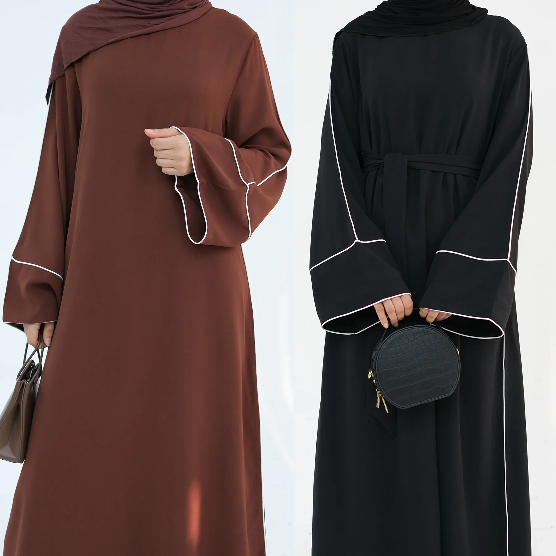 

Eid Plain Closed Abaya Dress Silk Velvet Abayas for Women Dubai Luxury Muslim Modest Dresses Islamic Clothing Kaftan Hijab Robe